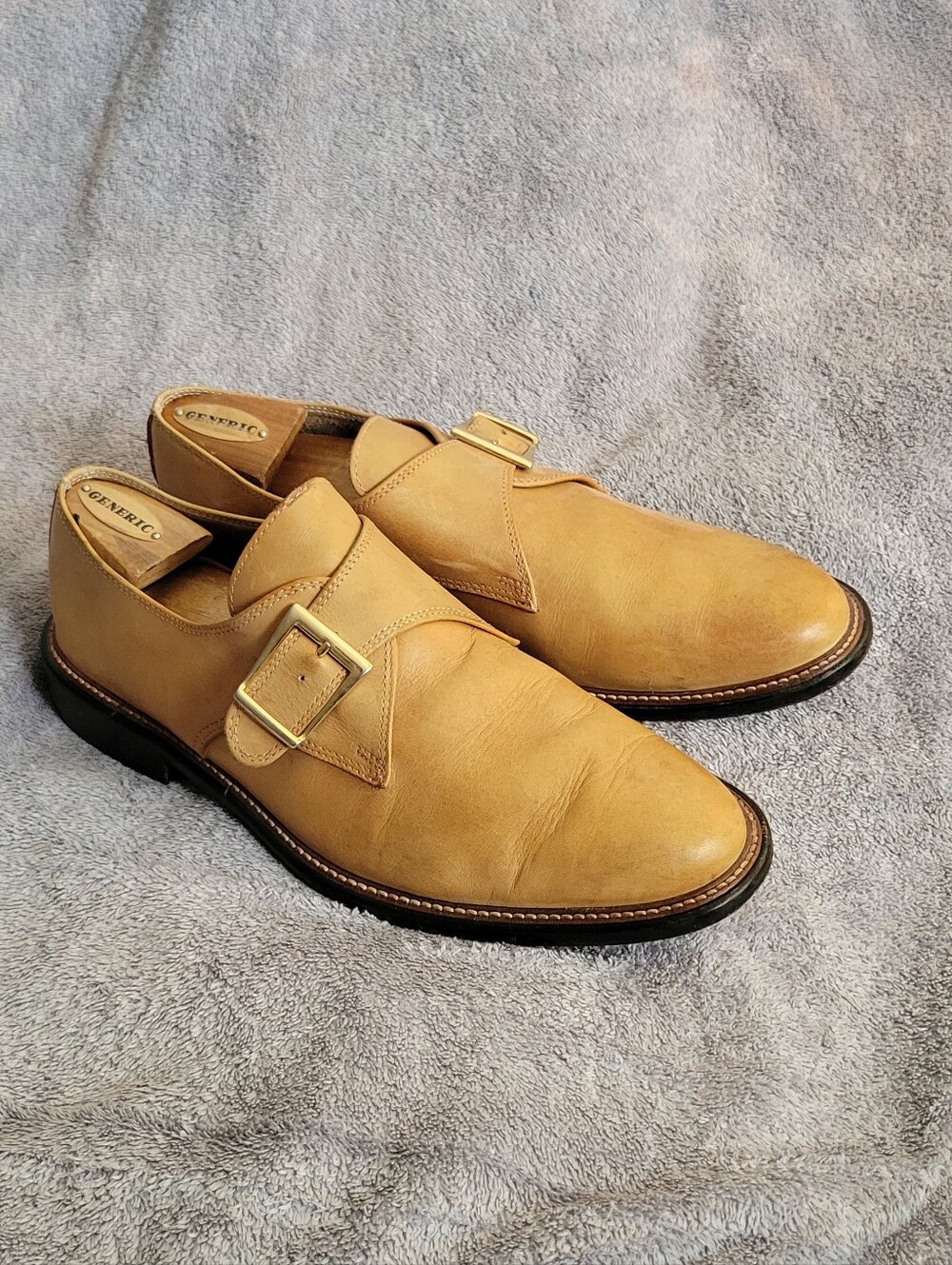 Toscana Italian Fine Leather Single Monk Strap Dress Shoes US 10 - Picture 3 of 4